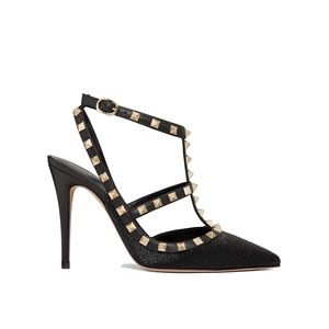 Valentino Black and Gold Studded Heels